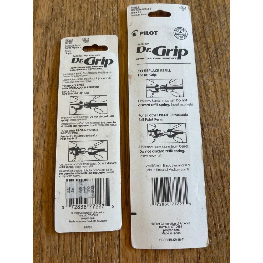 Pilot Dr. Grip Black Medium 4pk 77227 Retractable Ballpoint Pen Refills
